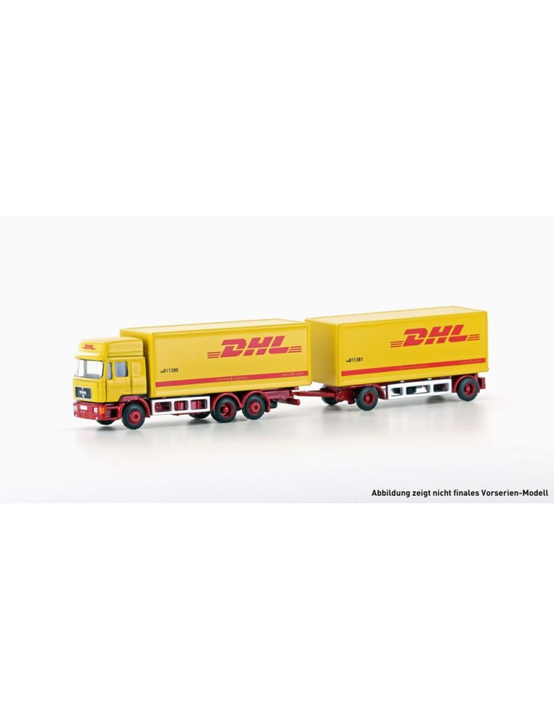 MAN F 90 canvas truck with trailer DHL