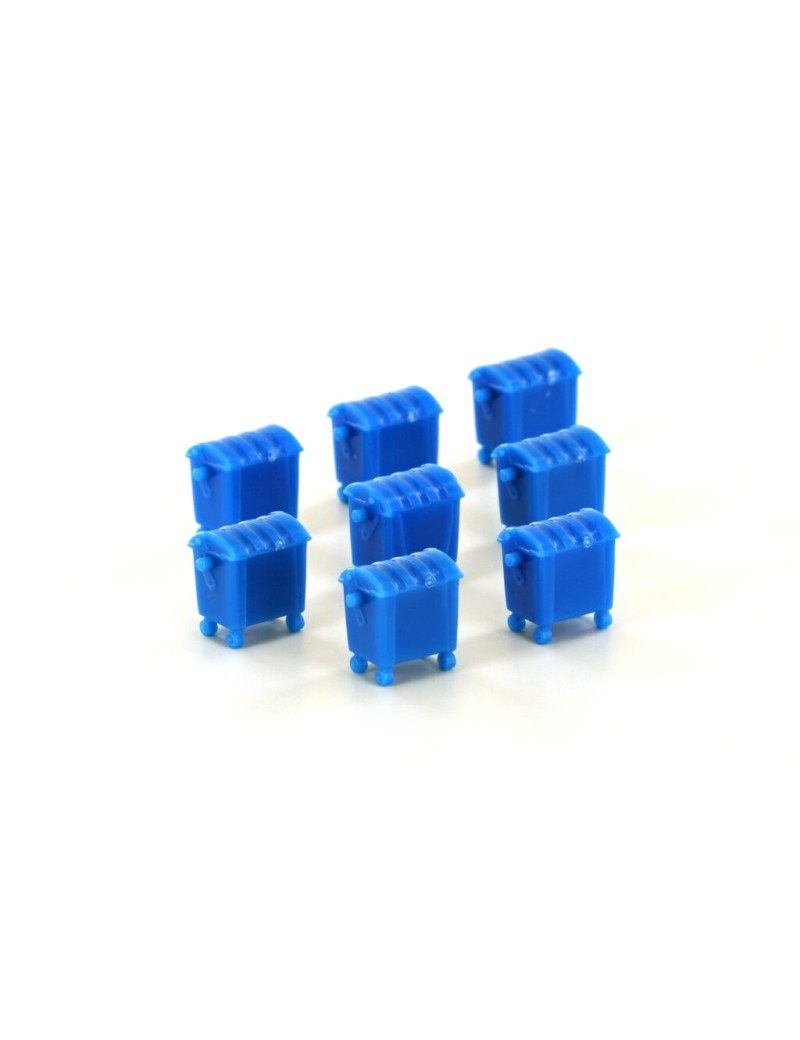 Set of 8 blue community bins