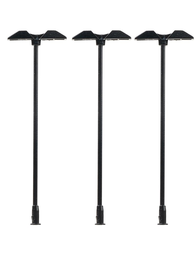 Set of 3 modern double street lights.