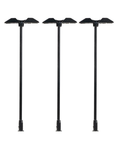 Set of 3 modern double street lights.