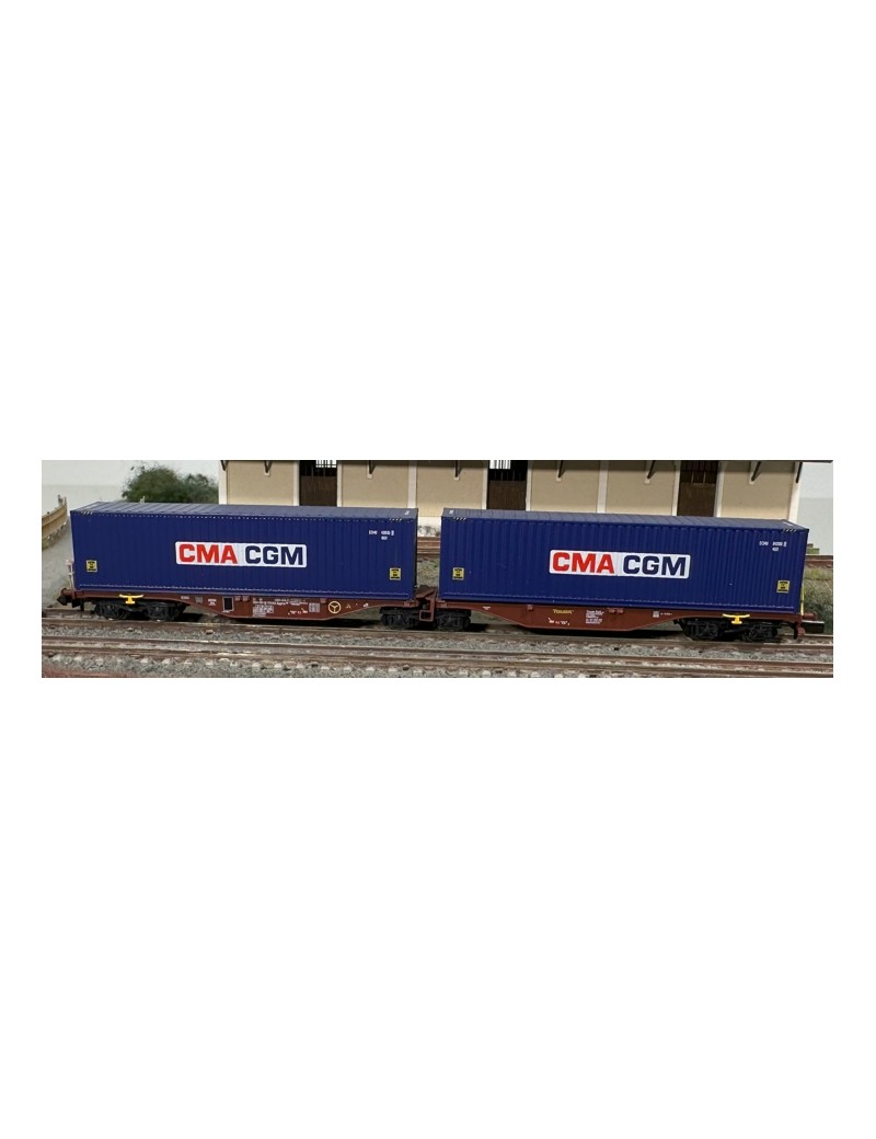 Wagon double porte-container Sggmrss 80 CGA-CGM