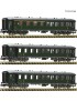 Set of 3 SNCF "Bastille" carriages era IIIb