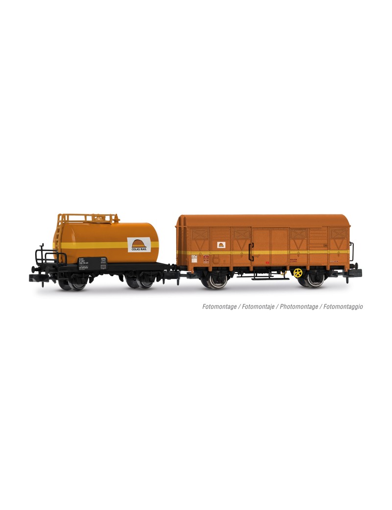 Set de 2 wagons de travaux Colas Rail