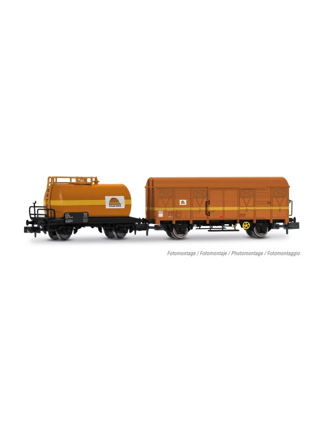 Set de 2 wagons de travaux Colas Rail