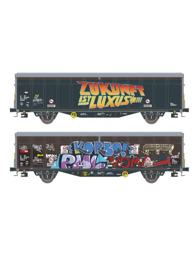 Wagon Hbbillns SBB avec graffitis