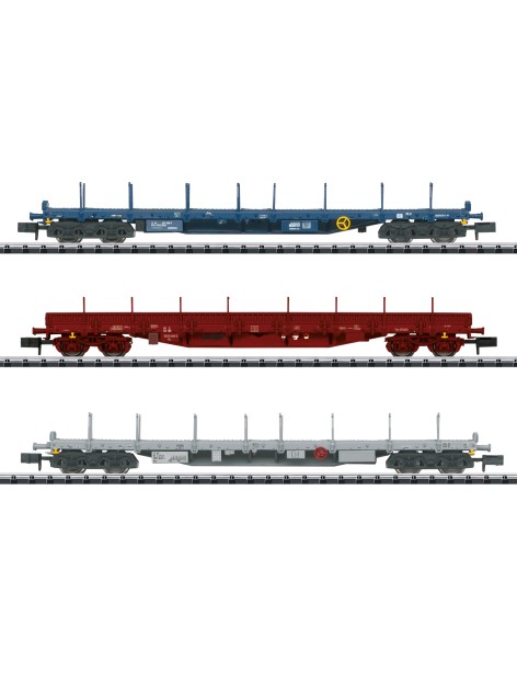 Set of 3 SNCB and CFL flat wagons era VI