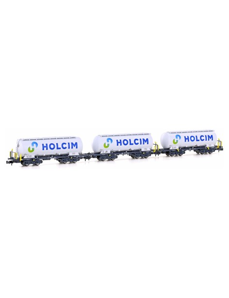 Set of 3 SBB Uacs cement silo wagons Holcim